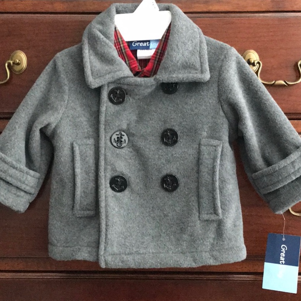 NWT Boys Pea Coat and Button Down Shirt 18 mos